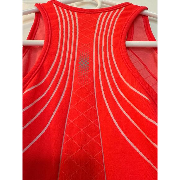 Women's Athleta Finish Fast Line Athletic Tank Top Neon Coral, White Lines - Picture 7 of 9